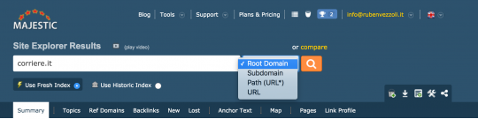 barra di ricerca majestic