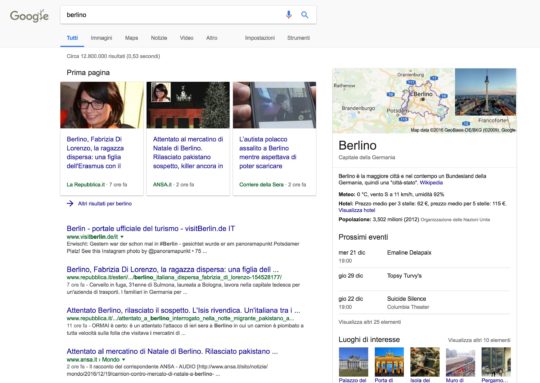 query informazionale google news