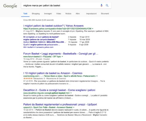 query d'indagine commerciale